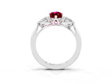 White gold Three-Stone Marquise Cut Garnet Ring with Pear  Side Stones in Four-Prong Setting_51