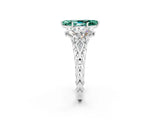 White gold Three-Stone Marquise Cut Green Sapphire Braided Band Ring with Four-Prong Setting_14