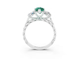 White gold Three-Stone Marquise Cut Green Sapphire Braided Band Ring with Four-Prong Setting_15