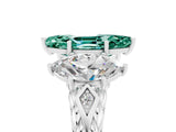 White gold Three-Stone Marquise Cut Green Sapphire Braided Band Ring with Four-Prong Setting_17