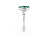 White gold Three-Stone Marquise Cut Green Sapphire Pavé Band with Four-Prong Setting_2