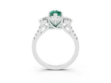 White gold Three-Stone Marquise Cut Green Sapphire Pavé Band with Four-Prong Setting_3
