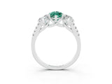White gold Three-Stone Marquise Cut Green Sapphire Ring with Pavé Band and Prong Setting_15