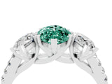 White gold Three-Stone Marquise Cut Green Sapphire Ring with Pavé Band and Prong Setting_16