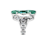 White gold Three-Stone Marquise Cut Green Sapphire Ring with Pavé Band and Prong Setting_17