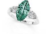 White gold Three-Stone Marquise Cut Green Sapphire Ring with Pear Side Stones and Four-Prong Setting_1
