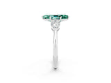 White gold Three-Stone Marquise Cut Green Sapphire Ring with Pear Side Stones and Four-Prong Setting_2