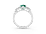 White gold Three-Stone Marquise Cut Green Sapphire Ring with Pear Side Stones and Four-Prong Setting_3