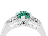 White gold Three-Stone Marquise Cut Green Sapphire Ring with Pear Side Stones and Four-Prong Setting_4