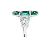 White gold Three-Stone Marquise Cut Green Sapphire Ring with Pear Side Stones and Four-Prong Setting_5