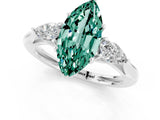 White gold Three-Stone Marquise Cut Green Sapphire Ring with Pear  Side Stones in Four-Prong Setting_13