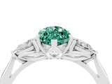 White gold Three-Stone Marquise Cut Green Sapphire Ring with Pear  Side Stones in Four-Prong Setting_16