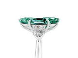 White gold Three-Stone Marquise Cut Green Sapphire Ring with Pear  Side Stones in Four-Prong Setting_17