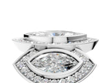 White gold Three-Stone Marquise Cut Halo Pavé Diamond Ring_12
