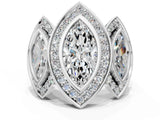 White gold Three-Stone Marquise Cut Halo Pavé Diamond Ring_7