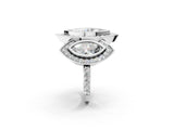 White gold Three-Stone Marquise Cut Halo Pavé Diamond Ring_9