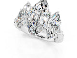 White gold Three-Stone Marquise Cut Moissanite Braided Band Ring with Four-Prong Setting_13