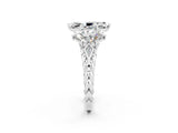 White gold Three-Stone Marquise Cut Moissanite Braided Band Ring with Four-Prong Setting_14