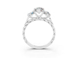 White gold Three-Stone Marquise Cut Moissanite Braided Band Ring with Four-Prong Setting_15