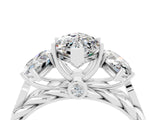 White gold Three-Stone Marquise Cut Moissanite Braided Band Ring with Four-Prong Setting_16