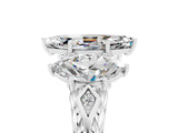 White gold Three-Stone Marquise Cut Moissanite Braided Band Ring with Four-Prong Setting_17
