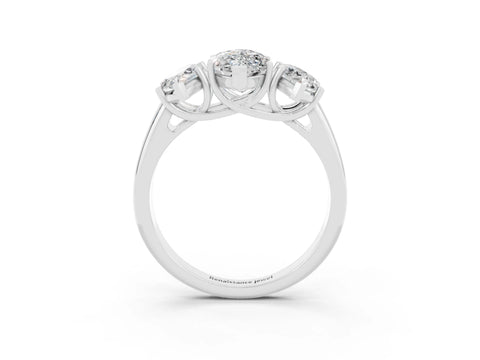 White gold Three-Stone Marquise Cut Moissanite Engagement Ring with Prong Setting_3