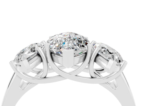 White gold Three-Stone Marquise Cut Moissanite Engagement Ring with Prong Setting_4