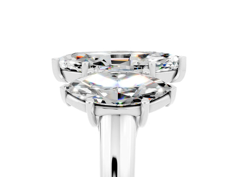 White gold Three-Stone Marquise Cut Moissanite Engagement Ring with Prong Setting_5