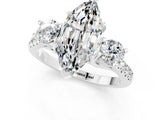 White gold Three-Stone Marquise Cut Moissanite Pavé Band with Four-Prong Setting_1