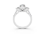 White gold Three-Stone Marquise Cut Moissanite Pavé Band with Four-Prong Setting_3