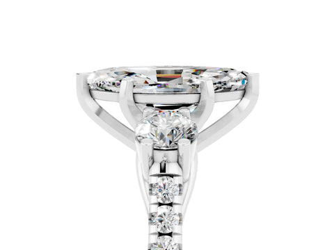 White gold Three-Stone Marquise Cut Moissanite Pavé Band with Four-Prong Setting_5