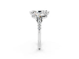 White gold Three-Stone Marquise Cut Moissanite Ring with Pavé Band and Prong Setting_14