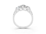 White gold Three-Stone Marquise Cut Moissanite Ring with Pavé Band and Prong Setting_15