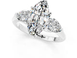 White gold Three-Stone Marquise Cut Moissanite Ring with Pear Side Stones and Four-Prong Setting_1