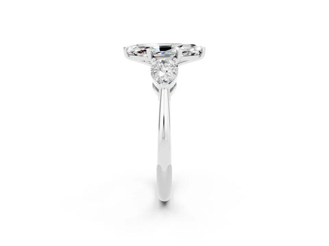 White gold Three-Stone Marquise Cut Moissanite Ring with Pear Side Stones and Four-Prong Setting_2