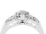 White gold Three-Stone Marquise Cut Moissanite Ring with Pear Side Stones and Four-Prong Setting_4