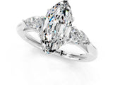 White gold Three-Stone Marquise Cut Moissanite Ring with Pear  Side Stones in Four-Prong Setting_13