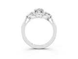 White gold Three-Stone Marquise Cut Moissanite Ring with Pear  Side Stones in Four-Prong Setting_15