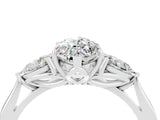 White gold Three-Stone Marquise Cut Moissanite Ring with Pear  Side Stones in Four-Prong Setting_16