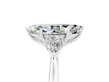 White gold Three-Stone Marquise Cut Moissanite Ring with Pear  Side Stones in Four-Prong Setting_17