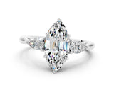 White gold Three-Stone Marquise Cut Moissanite Ring with Pear  Side Stones in Four-Prong Setting_48