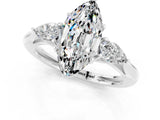 White gold Three-Stone Marquise Cut Moissanite Ring with Pear  Side Stones in Four-Prong Setting_49