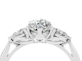 White gold Three-Stone Marquise Cut Moissanite Ring with Pear  Side Stones in Four-Prong Setting_52