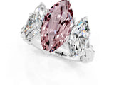 White gold Three-Stone Marquise Cut Morganite Braided Band Ring with Four-Prong Setting_13
