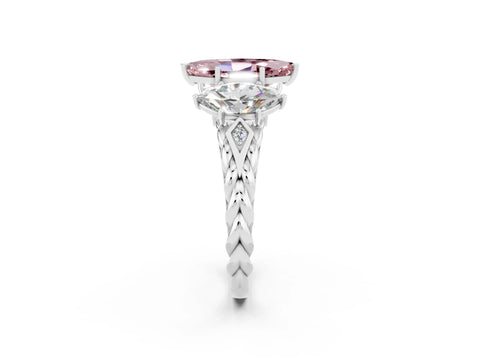White gold Three-Stone Marquise Cut Morganite Braided Band Ring with Four-Prong Setting_14