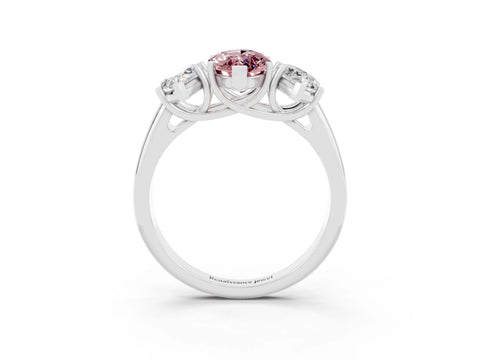 White gold Three-Stone Marquise Cut Morganite Engagement Ring with Prong Setting_3
