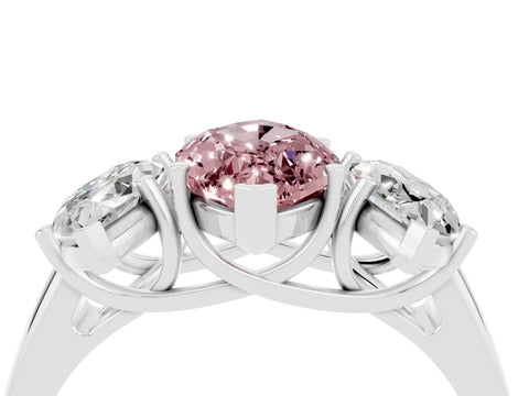 White gold Three-Stone Marquise Cut Morganite Engagement Ring with Prong Setting_4