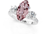 White gold Three-Stone Marquise Cut Morganite Pavé Band with Four-Prong Setting_1