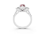 White gold Three-Stone Marquise Cut Morganite Pavé Band with Four-Prong Setting_3