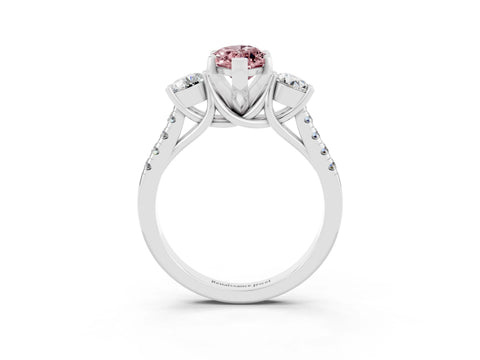 White gold Three-Stone Marquise Cut Morganite Pavé Band with Four-Prong Setting_3